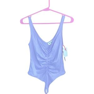 Open Edit Center Ruched Bodysuit Pastel Purple